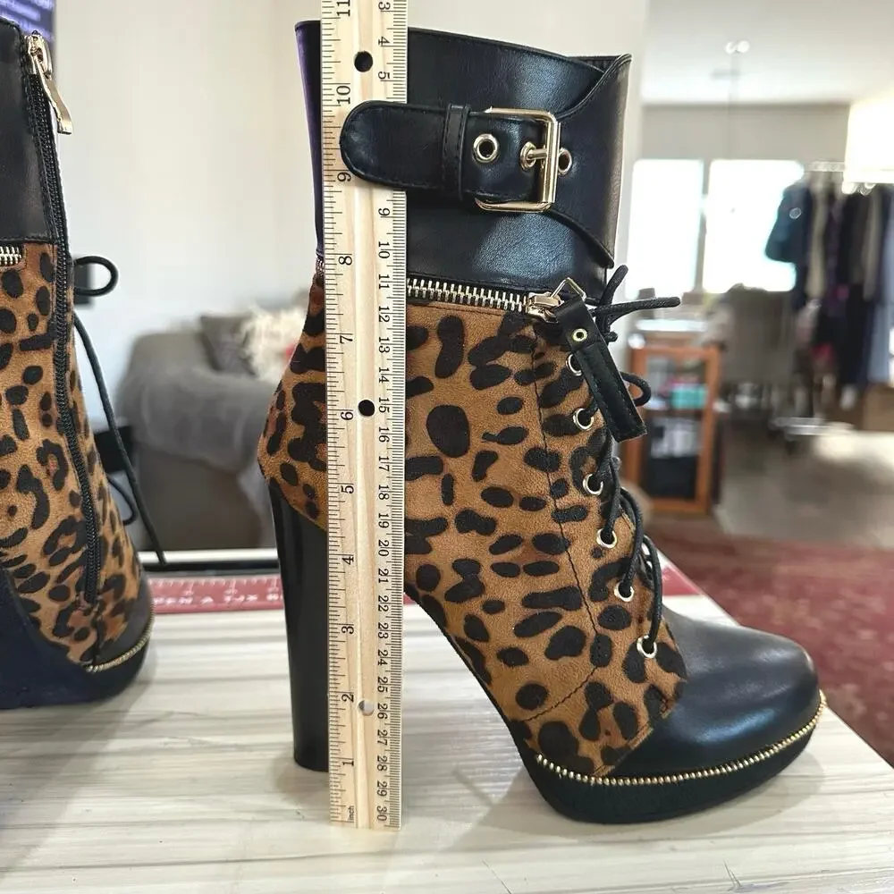 Italina‎ sky high boots 5” heels 1” platform size 8.5 zipper detail. Size zipper